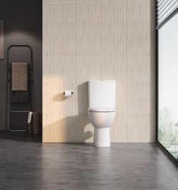 SANIVEX kompakt WC, wyższe siedzenia, Rimless, odpływ poziomy/pionowy, biały