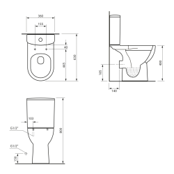 TAVON kompakt WC, Rimless, odpływ pionowy, biały