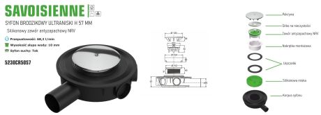 Przejdź do produktu Syfon do niskich brodzików ø90 mm z antyzapachowym zaworem Bonomini 5230CR40S7 chrom/czarny