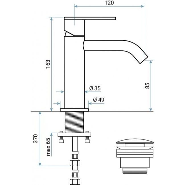 Bateria umywalkowa stojąca 16 cm Emmevi Filo 85003