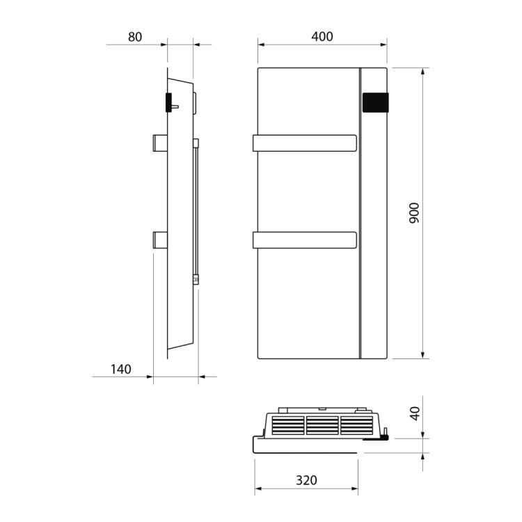 ONSEN EVO elektryczny grzejnik łazienkowy 400x900mm, 1000 W, biały