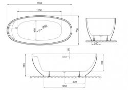 Wanna akrylowa wolnostojąca 160x59x75 cm Kivi Polimat