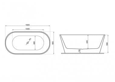 Przejdź do produktu Wanna akrylowa wolnostojąca 160x59x80 cm Uzo Polimat 00656 biały mat