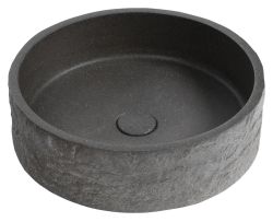 ISPIR betonowa umywalka z odpływem, 40cm, czarny granit