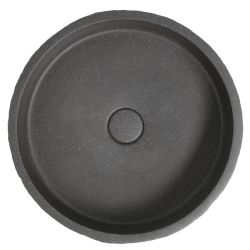 ISPIR betonowa umywalka z odpływem, 40cm, czarny granit