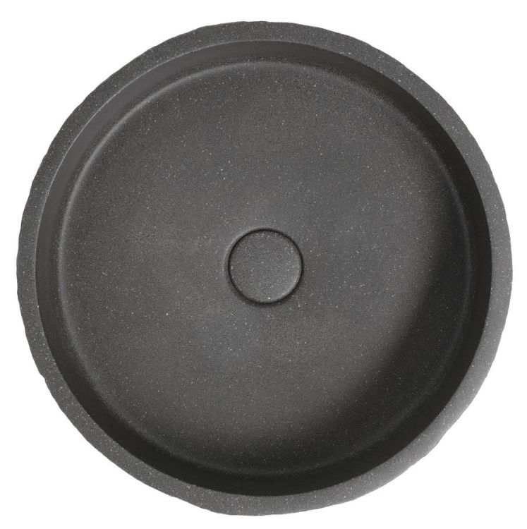 ISPIR betonowa umywalka z odpływem, 40cm, czarny granit