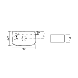 BELLE umywalka ceramiczna 36x22cm, biały