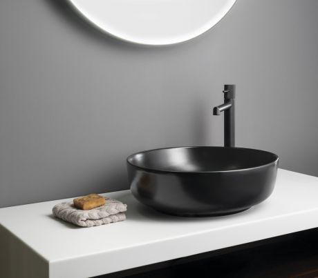 Przejdź do produktu RONDEA umywalka ceramiczna nablatowa średnica 41cm, czarny mat