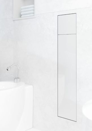 Przejdź do produktu Schowek podtynkowy WC do szczotki i papieru toaletowego, do zabudowy w ścianie 18x83x16 cm stal nierdzewna kołnierz typu Zero MCJ Z.PW2D WC 800