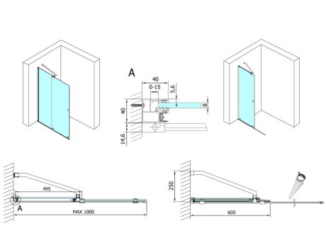 Przejdź do produktu ROLLS drzwi prysznicowe 1000mm, wysokość 2000mm, szkło czyste