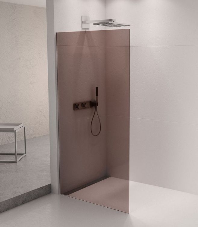 ARCHITEX zestaw do mocowania szkła podłoga-ściana-suft z listwą spadkową, 1615x2105mm, lewy, polerowany aluminium