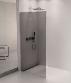 ARCHITEX zestaw do mocowania szkła podłoga-ściana-suft z listwą spadkową, 1615x2105mm, lewy, polerowany aluminium