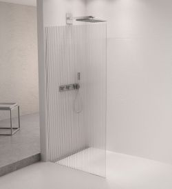 ARCHITEX zestaw do mocowania szkła podłoga-ściana-suft z listwą spadkową, 1615x2105mm, lewy, polerowany aluminium