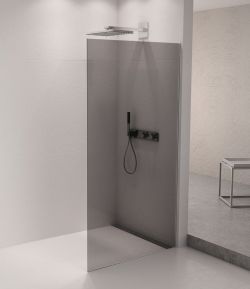 ARCHITEX zestaw do mocowania szkła podłoga-ściana-suft z listwą spadkową, 1615x2105mm, prawy, polerowany aluminium