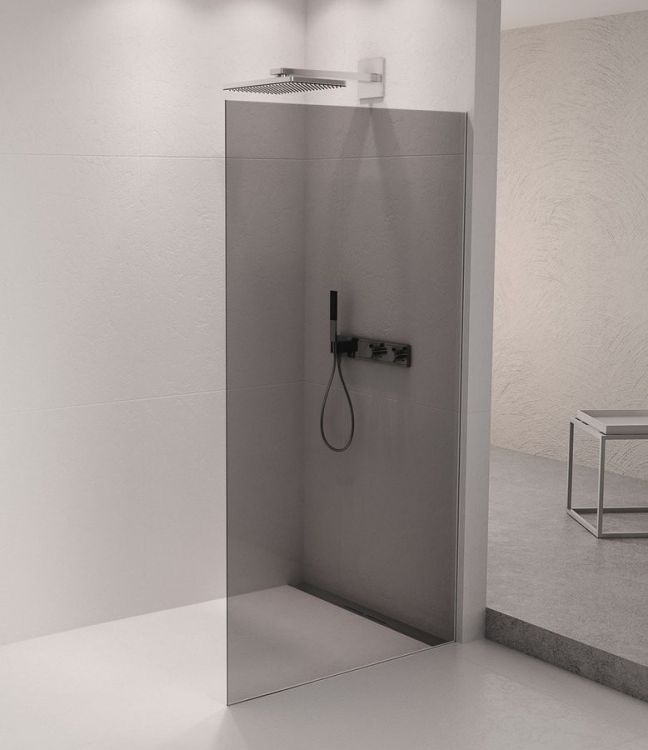 ARCHITEX zestaw do mocowania szkła podłoga-ściana-suft z listwą spadkową, 1615x2105mm, prawy, polerowany aluminium