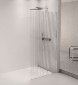ARCHITEX zestaw do mocowania szkła podłoga-ściana-suft z listwą spadkową, 1615x2105mm, prawy, polerowany aluminium