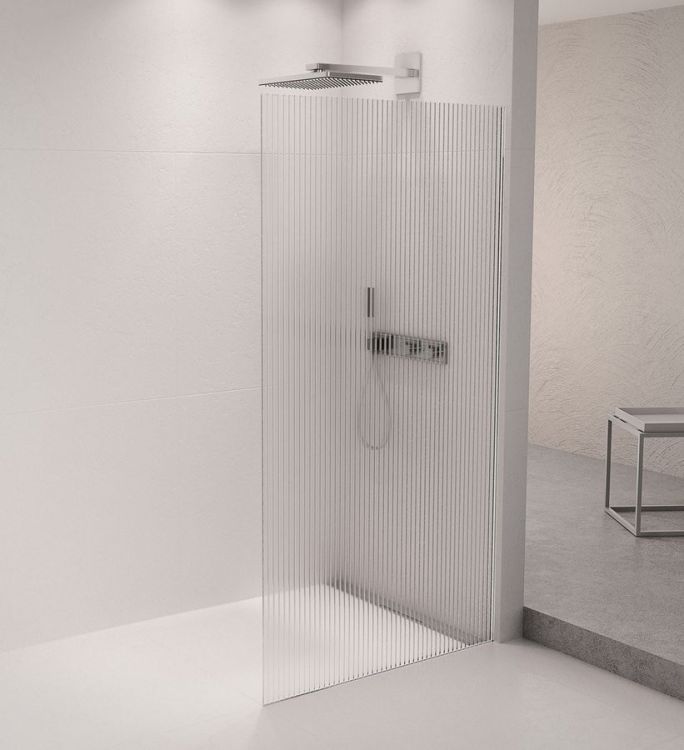 ARCHITEX zestaw do mocowania szkła podłoga-ściana-suft z listwą spadkową, 1615x2105mm, prawy, polerowany aluminium