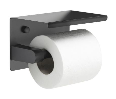 Przejdź do produktu Wieszak na papier toaletowy z półką, czarny mat