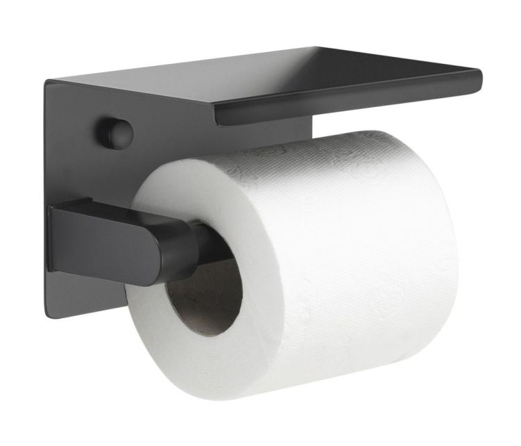 Wieszak na papier toaletowy z półką, czarny mat