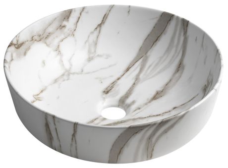 Przejdź do produktu RONDEA umywalka ceramiczna nablatowa średnica 41cm, bianco carrara
