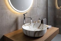 RONDEA umywalka ceramiczna nablatowa średnica 41cm, bianco carrara