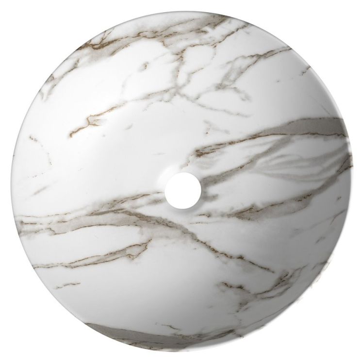 RONDEA umywalka ceramiczna nablatowa średnica 41cm, bianco carrara