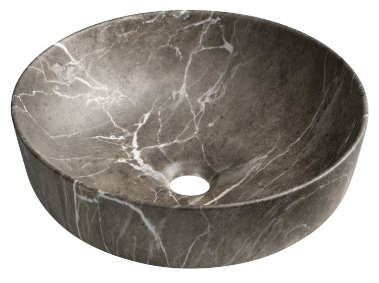 RONDEA umywalka ceramiczna nablatowa średnica 41cm, breccia marmur
