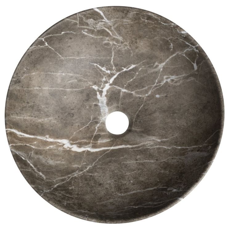 RONDEA umywalka ceramiczna nablatowa średnica 41cm, breccia marmur
