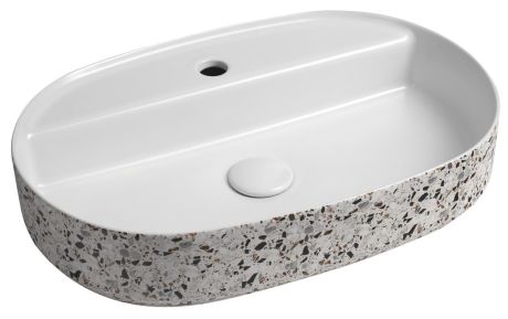 Przejdź do produktu INFINITY OVAL umywalka ceramiczna nablatowa, 60x40cm, terrazzo