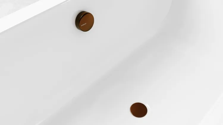 Zestaw odpływowy z korkiem automatycznym, długość 600mm, korek 72mm, czarny mat