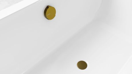 Przejdź do produktu Zestaw wannowy z odpływem, mechanizmem bovdena, długość 600mm, korek 72mm, złoto mat