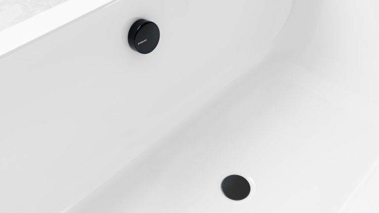 Zestaw odpływowy z korkiem automatycznym, długość 1000mm, korek 72mm, czarny mat