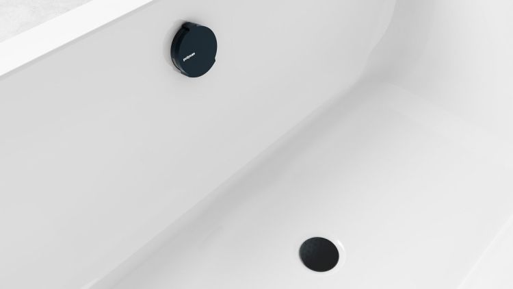 Zestaw odpływowy z napełnianiem, długość 1000mm, korek automatyczny 72mm, czarny mat