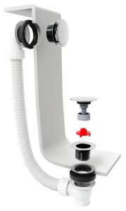 Zestaw odpływowy, klik-klak, długość 1200mm, korek 72mm, czarny mat