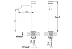 Bateria umywalkowa nablatowa 29 cm wysoka Kohlman Axel QB170ABC Miedź szczotkowana (id: 83339)