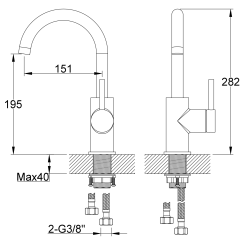 Bateria umywalkowa nablatowa 28 cm wysoka Kohlman Axel QB150ABC Miedź szczotkowana (id: 83340)