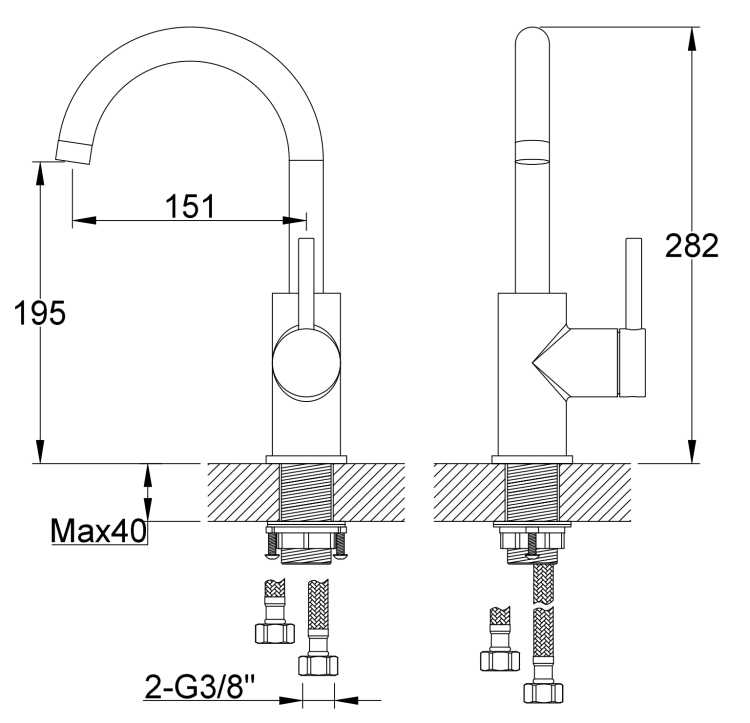 Bateria umywalkowa nablatowa 28 cm wysoka Kohlman Axel QB150ABC Miedź szczotkowana (id: 83340)