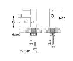 Bateria bidetowa 14 cm Kohlman Axel QB130ABC Miedź szczotkowana (id: 83342)