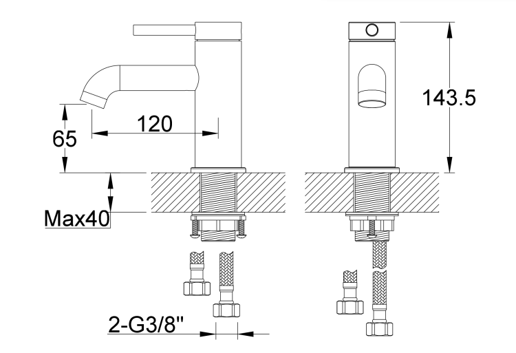 Bateria umywalkowa stojąca 14 cm Kohlman Axel QB100ABC miedź szczotkowana (id: 83343)