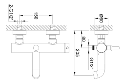 Bateria wannowo-prysznicowa ścienna Kohlman Axel QW110ABC miedź szczotkowana (id: 83345)
