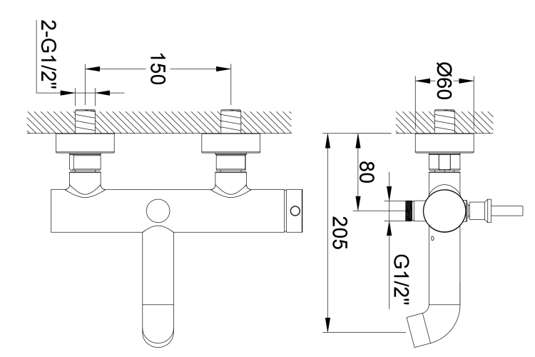 Bateria wannowo-prysznicowa ścienna Kohlman Axel QW110ABC miedź szczotkowana (id: 83345)
