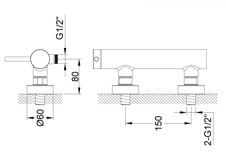 Bateria prysznicowa ścienna Kohlman Axel QW120ABC miedź szczotkowana (id: 83346)