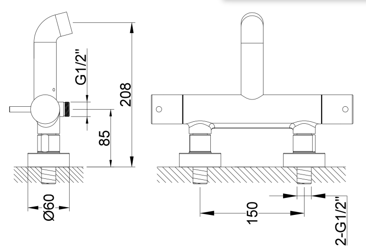 Bateria wannowa ścienna z termostatem Kohlman Axel QW710ABC miedź szczotkowana (id: 83347)