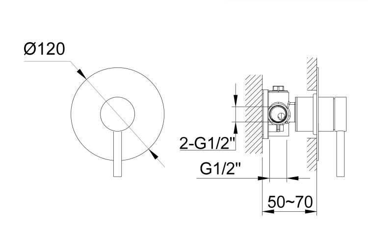 Bateria prysznicowa 1-drożna podtynkowa 12 cm Kohlman Axel QW220ABC miedź szczotkowana (id: 83348)