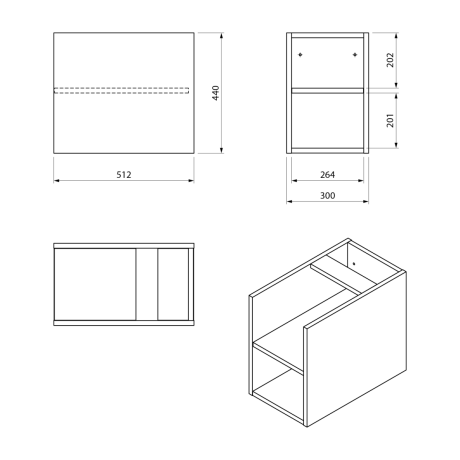 Przejdź do produktu LOREA szafka wisząca dolna 30x44x51,2cm, czarny mat