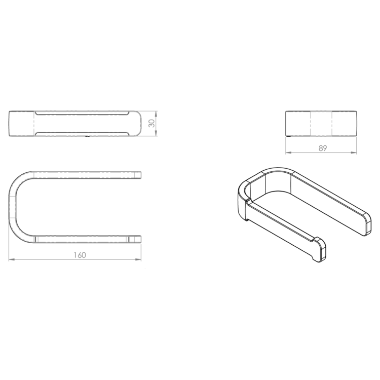 OUTLINE wieszak na papier toaletowy, czarny mat