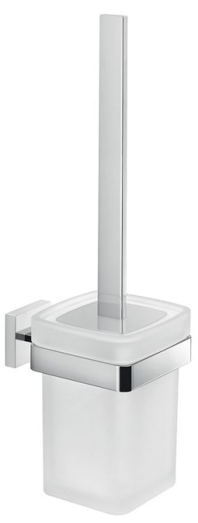 ELBA szczotka WC wisząca, szkło mleczne, chrom