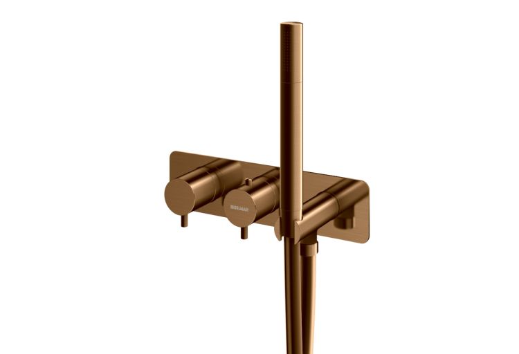 Bateria wannowa 3-otworowa z termostatem 26x7 cm Kohlman Axel QW265ABC miedź szczotkowana (id: 83400)