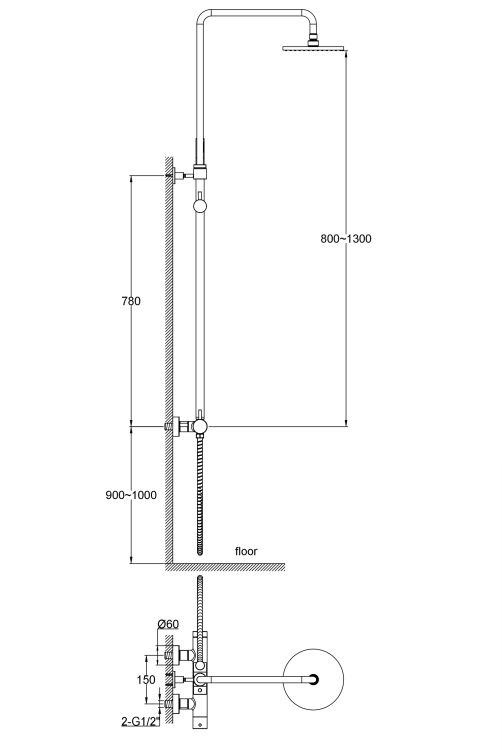 Kolumna prysznicowa z okrągłą deszczownicą 20 cm Kohlman Axel QW276ABC miedź szczotkowana (id: 83401)