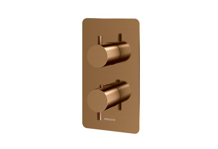 Bateria wannowa 2-drożna podtynkowa termostatyczna 12x21 cm Kohlman Axel QW432ABC miedź szczotkowana (id: 83402)